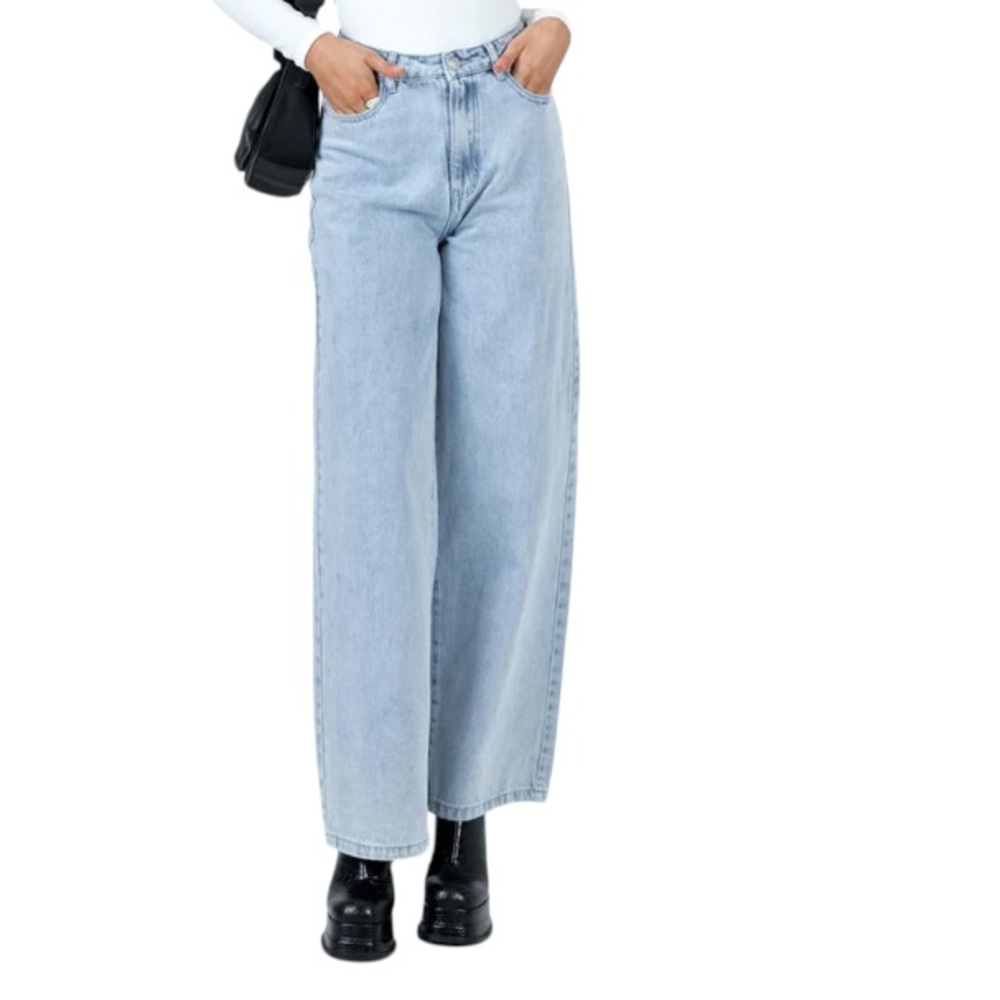 Princess Polly Jeans High Rise Straight Leg Cotton Denim Light Wash Women Size 8